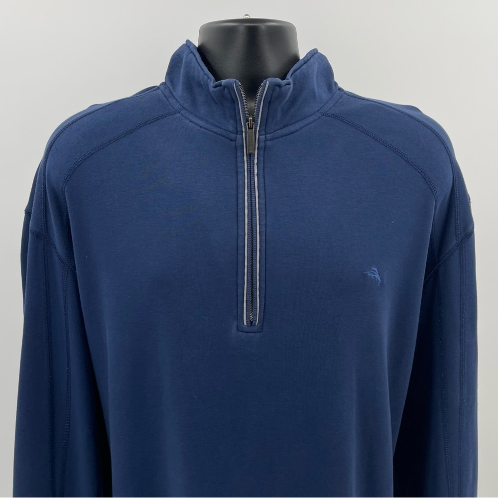 Tommy Bahama Pullover 1/4 Quarter Zip Pima Cotton Soft Blue Casual Men’s‎ 3XL - Picture 2 of 10